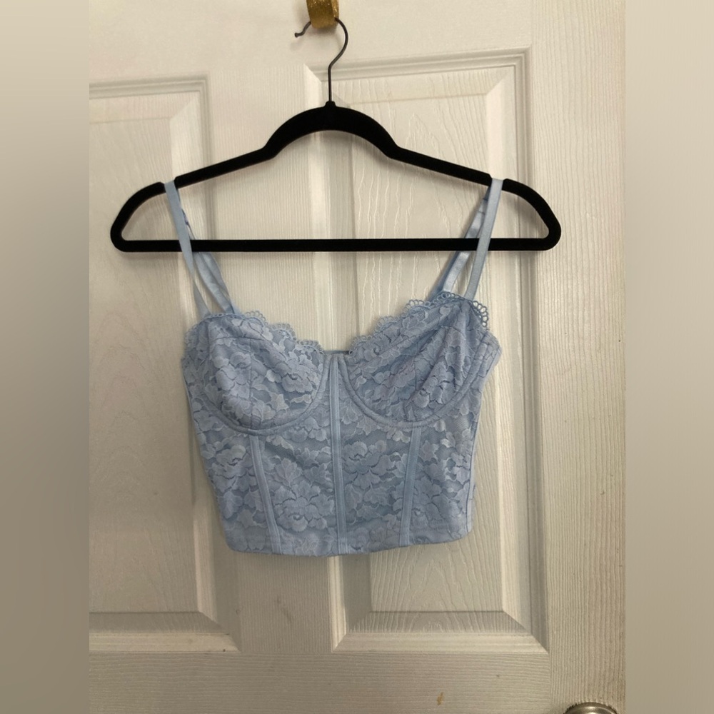 Haute Monde light blue corset top